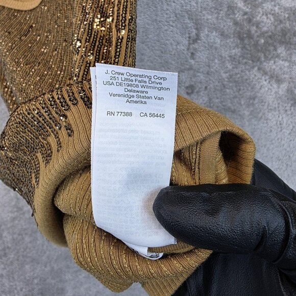 J.Crew Sequin Tank Top Womens Small Gold Scoop Neck Knit Sleeveless Party CD115 - Picture 10 of 12